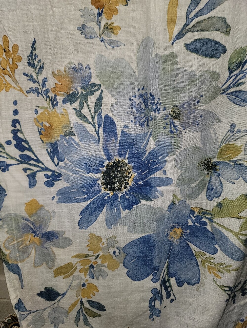 Shabby Chic Pillow Sham Set (2) Blue and Yellow Floral 100% cotton King Sz